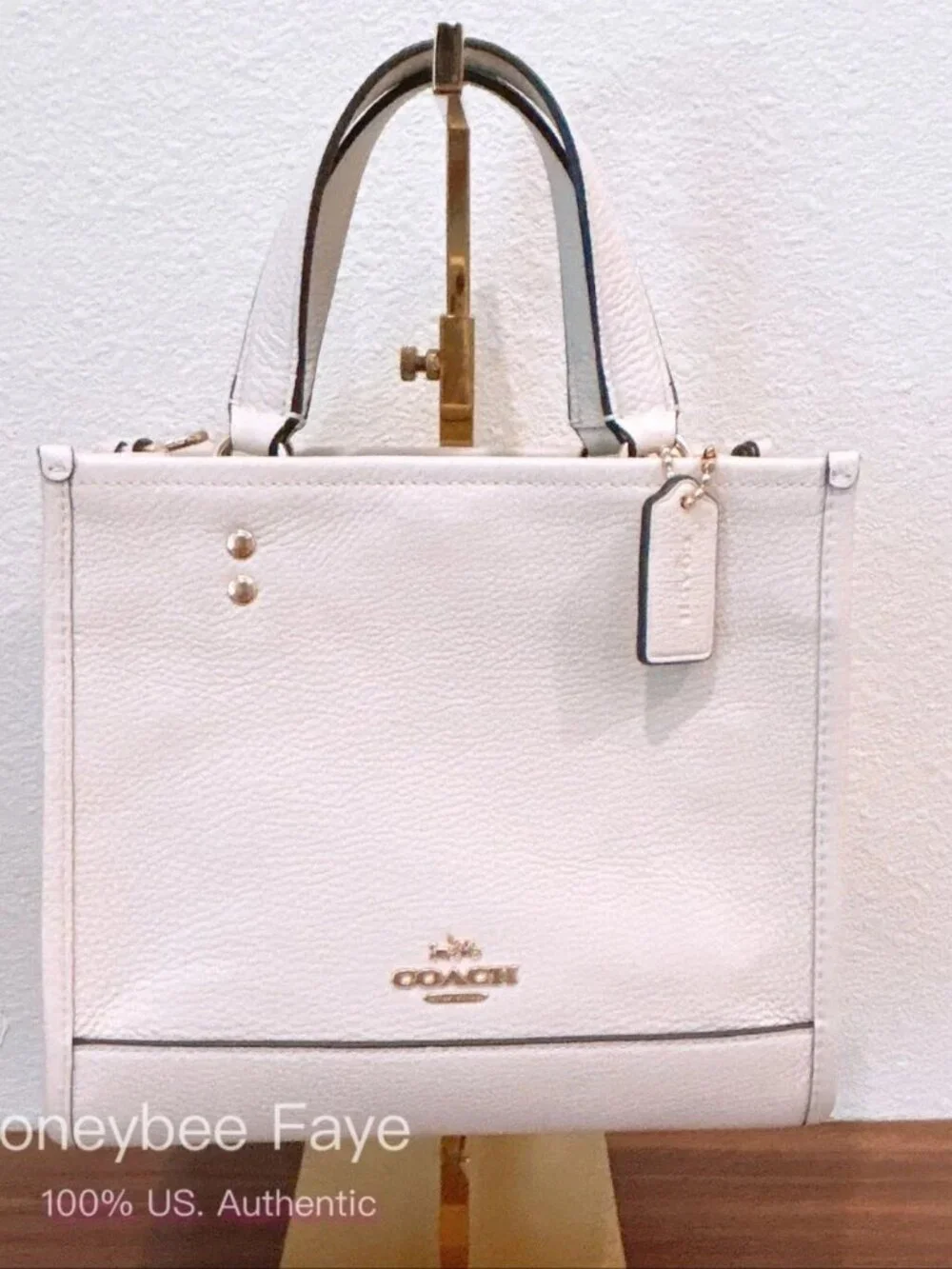 NWT Coach Dempsey Tote 22 Pebble Leather CO971 Chalk